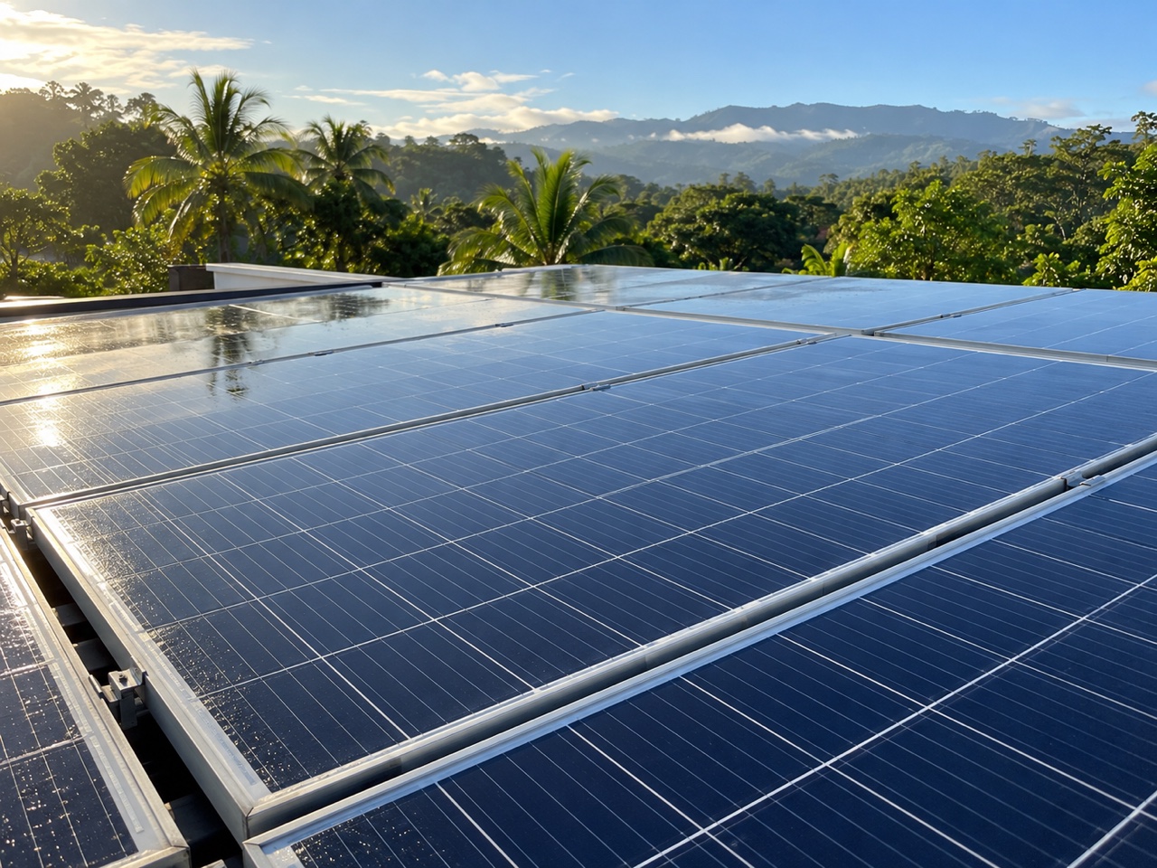Paneles solares limpios, referencia visual ilustrativa